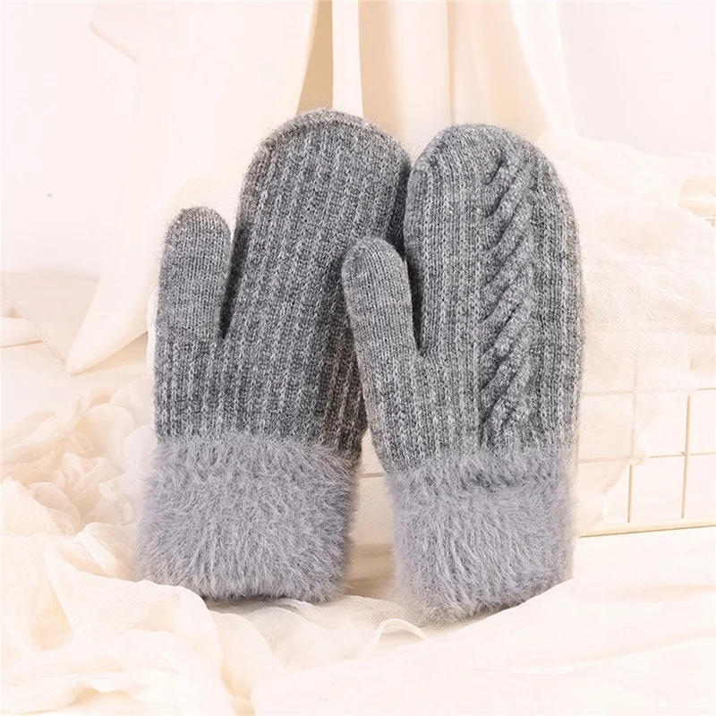 USB-Beheizte Handschuhe mit Konstanttemperatur, Zopfstrickmuster und Fleecefutter - Grau
