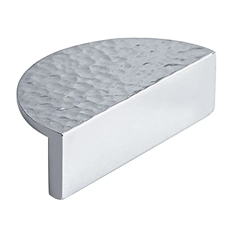 Brass Handles for French Cabinet 9013 Hammered Textured Wardrobe Pulls Drawer Knobs Single Hole - Bright Chrome