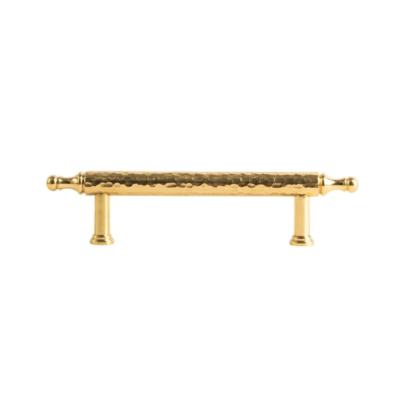 Brass French Cabinet Pull, 96mm Hole Center 6167 Hammered Texture Wardrobe Drawer Handle - Gold