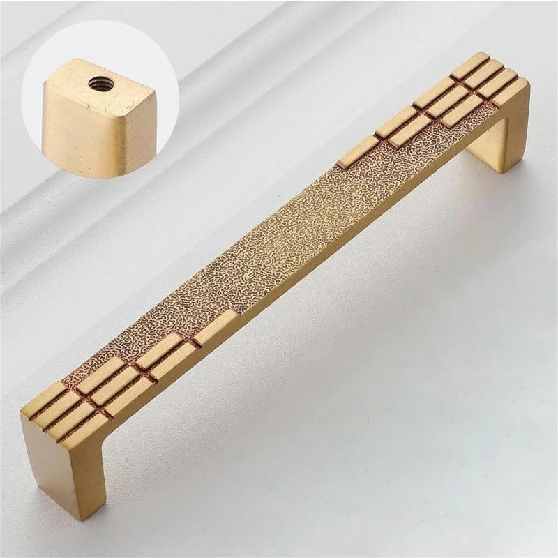 New Chinese Style Brass Drawer Pull 128mm Hole Centers C-Shaped Handle for Cabinet Wardrobe Cupboard - Gold