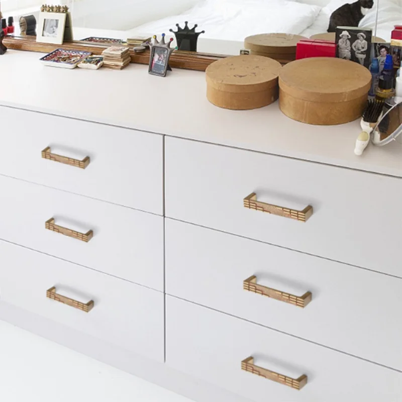 New Chinese Style Brass Drawer Pull 128mm Hole Centers C-Shaped Handle for Cabinet Wardrobe Cupboard - Gold