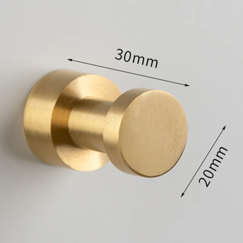 YG-001 Brushed Brass Wall Hook 20 x 30mm Nordic Style Coat Hangers for Hallway Bedroom Bathroom - Bronze