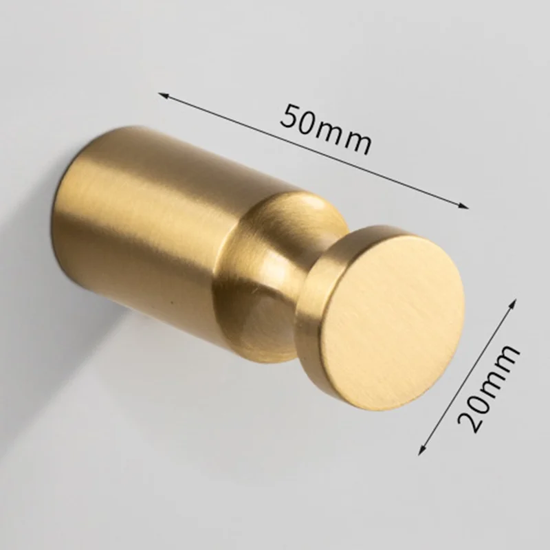 YG-005 Brushed Brass Wall Mounted Hooks 20 x 50mm Round Coat Hangers for Hallway Bedroom Bathroom - Bronze