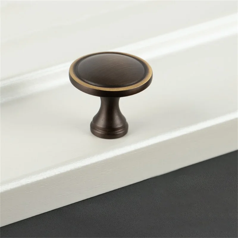 BR02 Solid Brass Cabinet Pull Handles 30 x 33mm Drawer Wardrobe Knobs, Single Hole - Coffee  /  Bronze