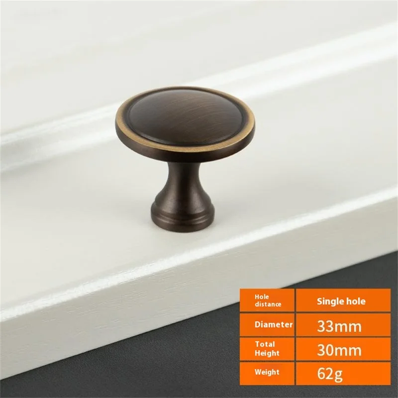 BR02 Solid Brass Cabinet Pull Handles 30 x 33mm Drawer Wardrobe Knobs, Single Hole - Coffee  /  Bronze