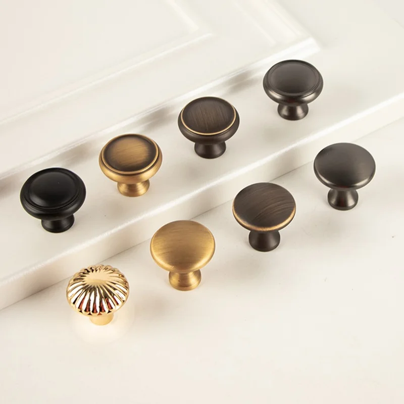 BR02 Solid Brass Cabinet Pull Handles 30 x 33mm Drawer Wardrobe Knobs, Single Hole - Coffee  /  Bronze