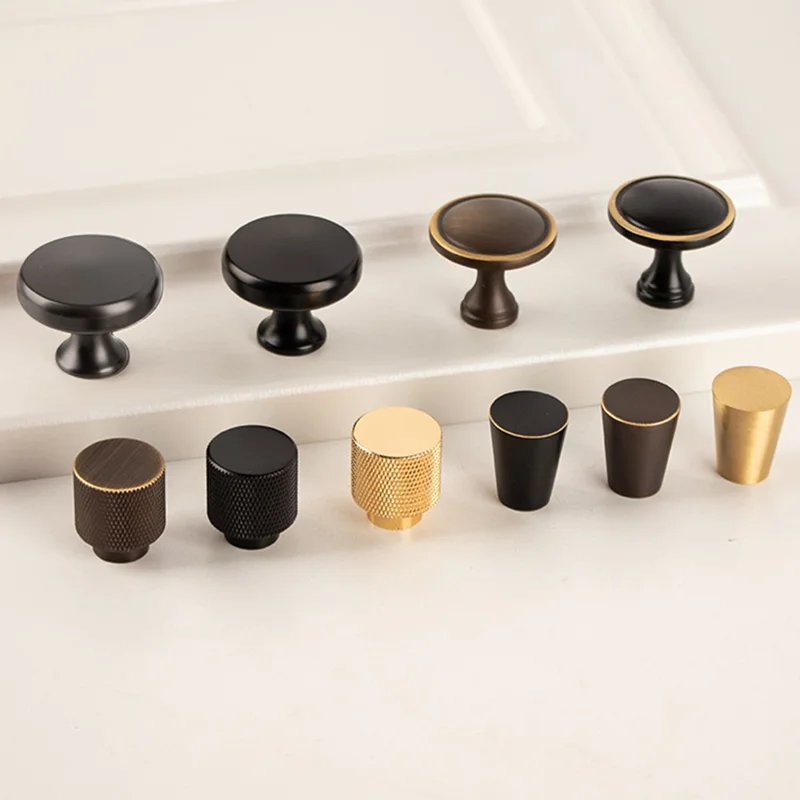 BR02 Solid Brass Cabinet Pull Handles 30 x 33mm Drawer Wardrobe Knobs, Single Hole - Coffee  /  Bronze