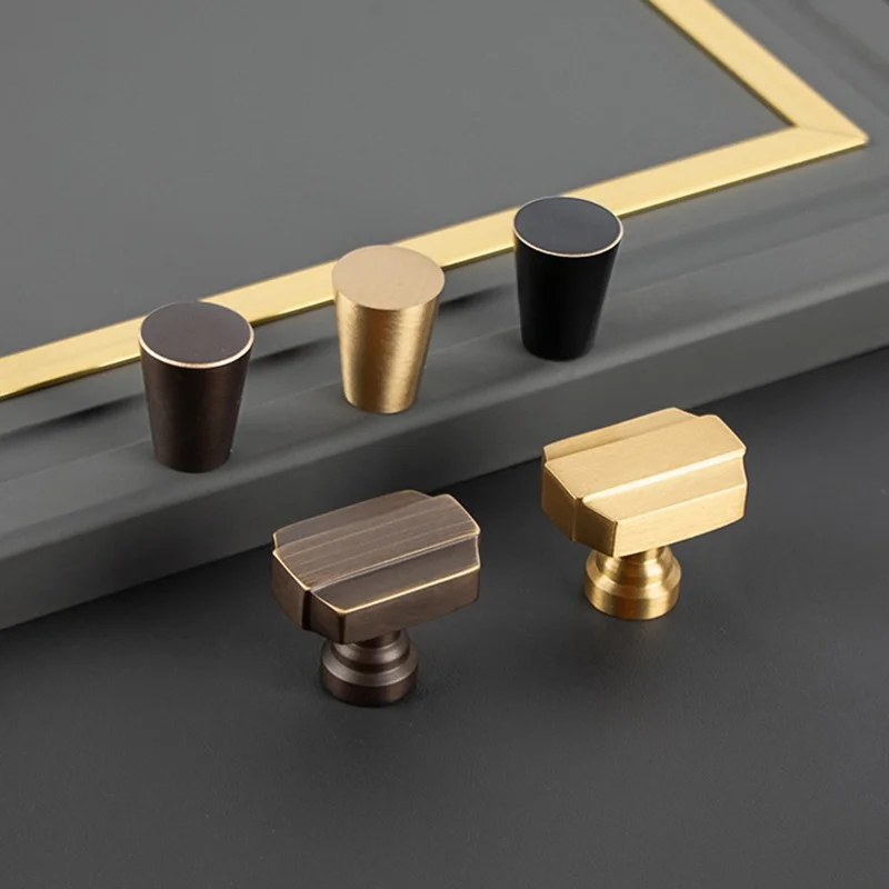 BR78 Brass Cabinet Handles 20 x 25mm Single Hole Round Drawer Pulls for Cabinet Wardrobe - Brushed Brass