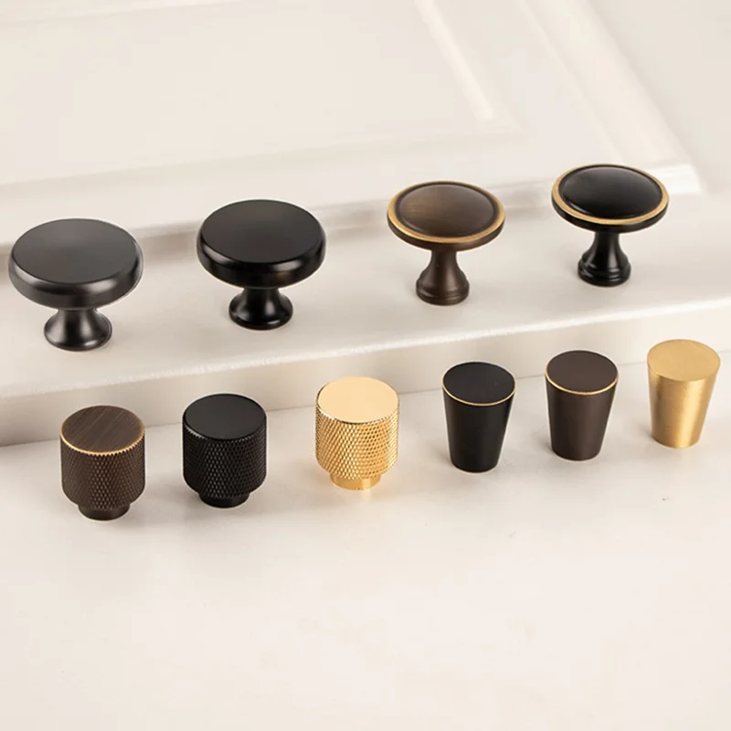 BR78 Brass Cabinet Handles 20 x 25mm Single Hole Round Drawer Pulls for Cabinet Wardrobe - Brushed Brass