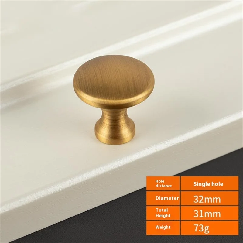 BR97 Pomelli per Cassetti in Ottone Massiccio 32 x 31mm Stile Cinese Moderno Maniglia per Armadio Foro Singolo - Bronzo