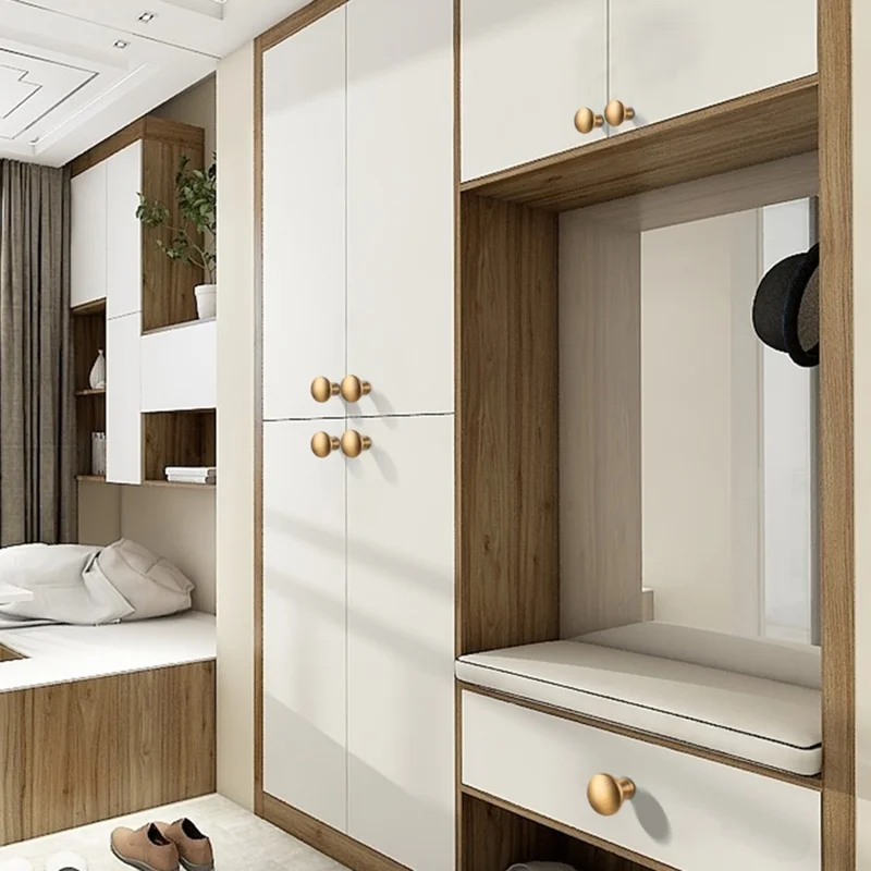 BR97 Pomelli per Cassetti in Ottone Massiccio 32 x 31mm Stile Cinese Moderno Maniglia per Armadio Foro Singolo - Bronzo