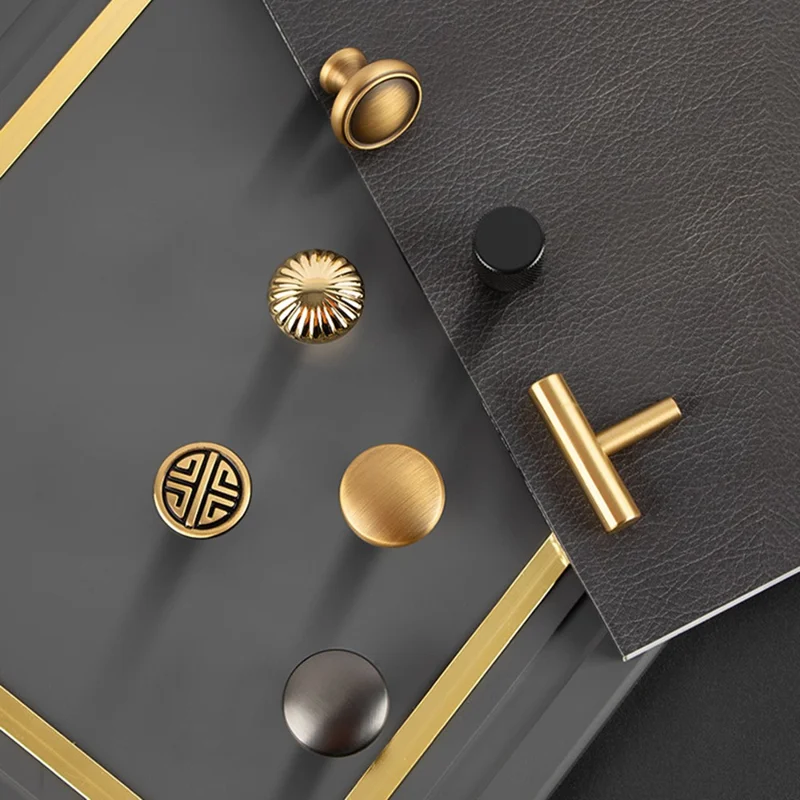 BR86 Brass Cabinet Pull Handles 30 x 28mm Single Hole Drawer Wardrobe Knobs Hardware Furniture