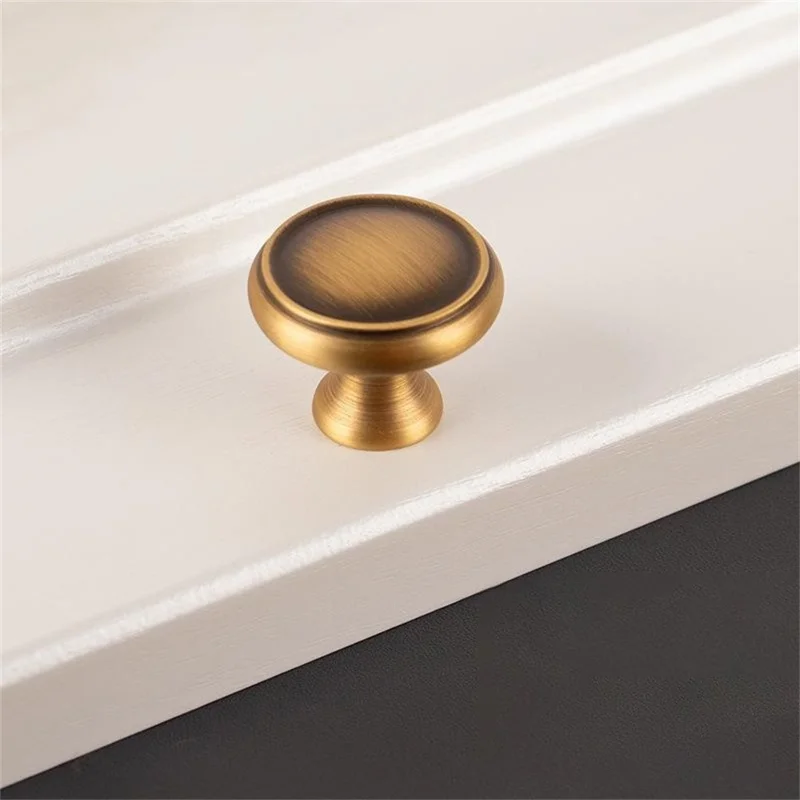 BR98 Brass Cabinet Drawer Pulls 31 x 26mm Round Knobs for Wardrobe Single Hole Small Handles - Bronze