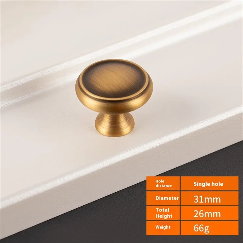 BR98 Brass Cabinet Drawer Pulls 31 x 26mm Round Knobs for Wardrobe Single Hole Small Handles - Bronze
