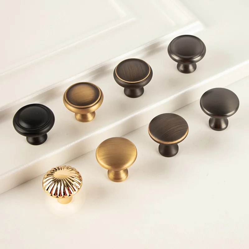 BR98 Brass Cabinet Drawer Pulls 31 x 26mm Round Knobs for Wardrobe Single Hole Small Handles - Bronze