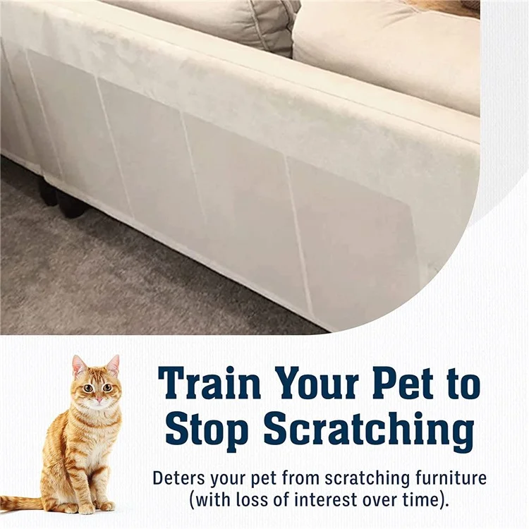 8PCS Cat Scratch Protector Stickers 40x30cm Self-adhesive Protection Mat for Furniture Door Wall Sofa Countertop (with 32PCS Nails)