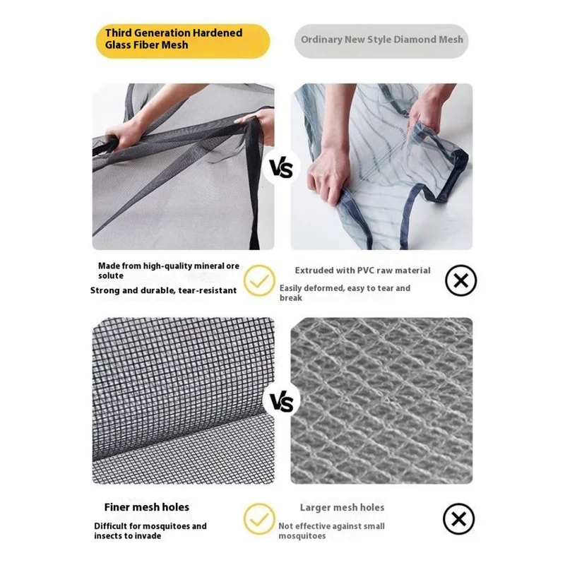 80 x 210cm Anti Mosquito Door Curtain Magnetic Automatic Closing Breathable Mesh Door Screen - Black
