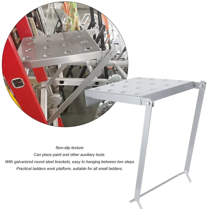 Ladder Work Platform Wide Pedal Attachment Work Ladder Tray for Painter, 150kg Load Capacity