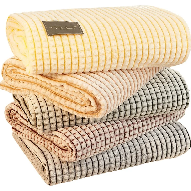 200 x 230cm Ultra Soft Milk Velvet Throw Blanket for Nap Solid Color Office Sofa Cover - Lemon Yellow