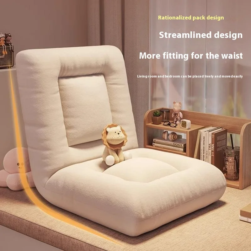 Sillón Plegable de Lino y Algodón con Respaldo Ajustable para Balcón o Ventana - Beige