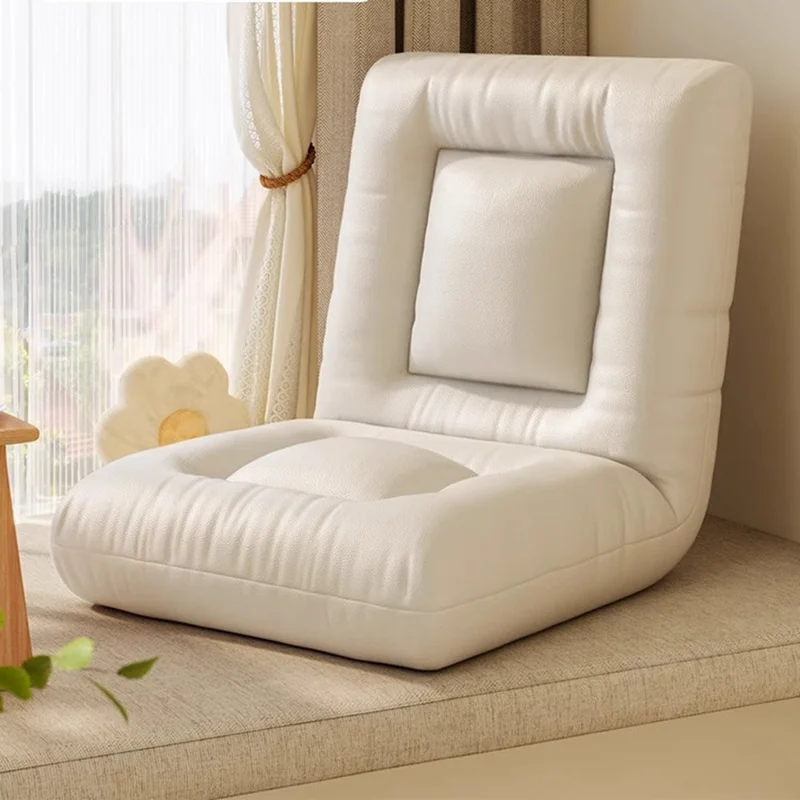 Chaise de salon pliante en tissu technique avec dossier réglable pour balcon ou fenêtre - Beige