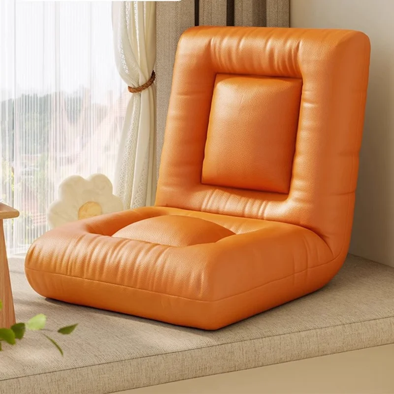 كرسي أريكة فردي قابل للطي بقماش تكنولوجي مع مسند ظهر قابل للتعديل مقعد استرخاء للشرفة أو النافذة الكبيرة - برتقالي