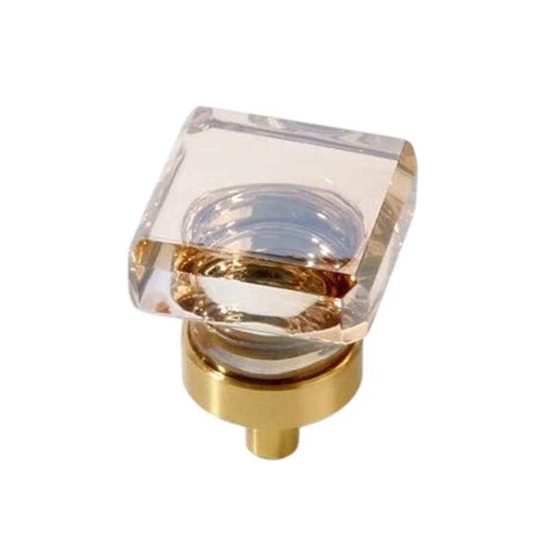 8061 Maniglia per Cassetto e Mobile in Ottone con Cristallo Quadrata - Colore Champagne di Lusso