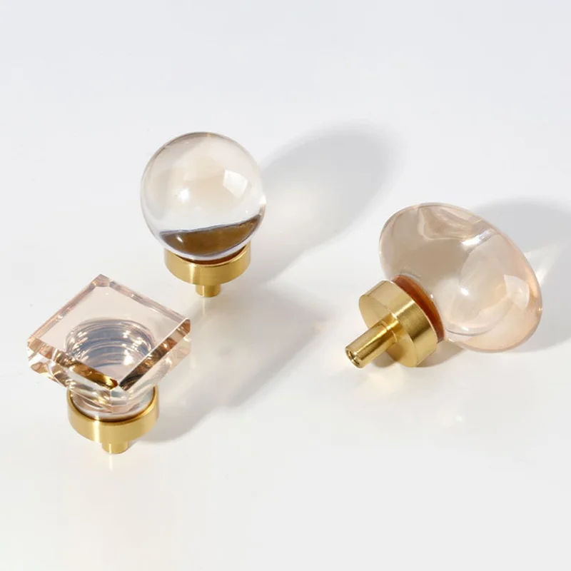 8061 Maniglia per Cassetto e Mobile in Ottone con Cristallo Quadrata - Colore Champagne di Lusso