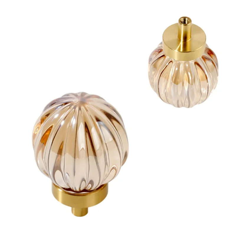8063 Pomello per Cassetti in Ottone con Cristallo per Mobili, Armadio, Porta - Colore Champagne di Lusso
