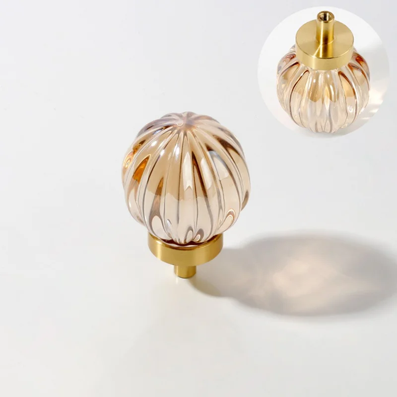 8063 Pomello per Cassetti in Ottone con Cristallo per Mobili, Armadio, Porta - Colore Champagne di Lusso