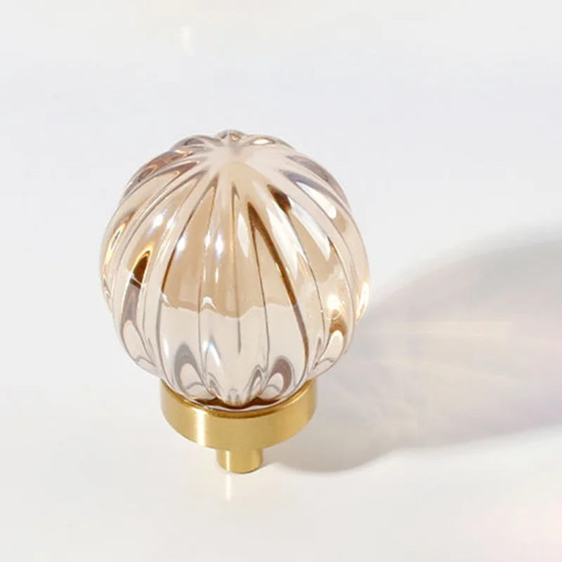 8063 Pomello per Cassetti in Ottone con Cristallo per Mobili, Armadio, Porta - Colore Champagne di Lusso