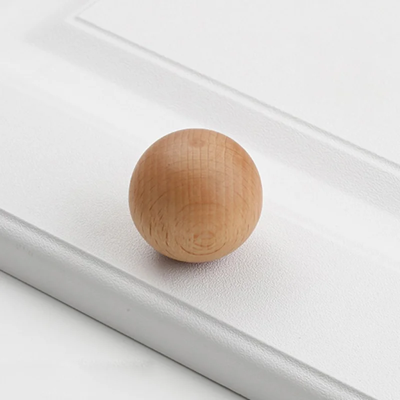Pomello per cassetto da 6564 da 30 mm di diametro, con foro singolo, in legno tondo per armadio e mobili - Colore legno naturale
