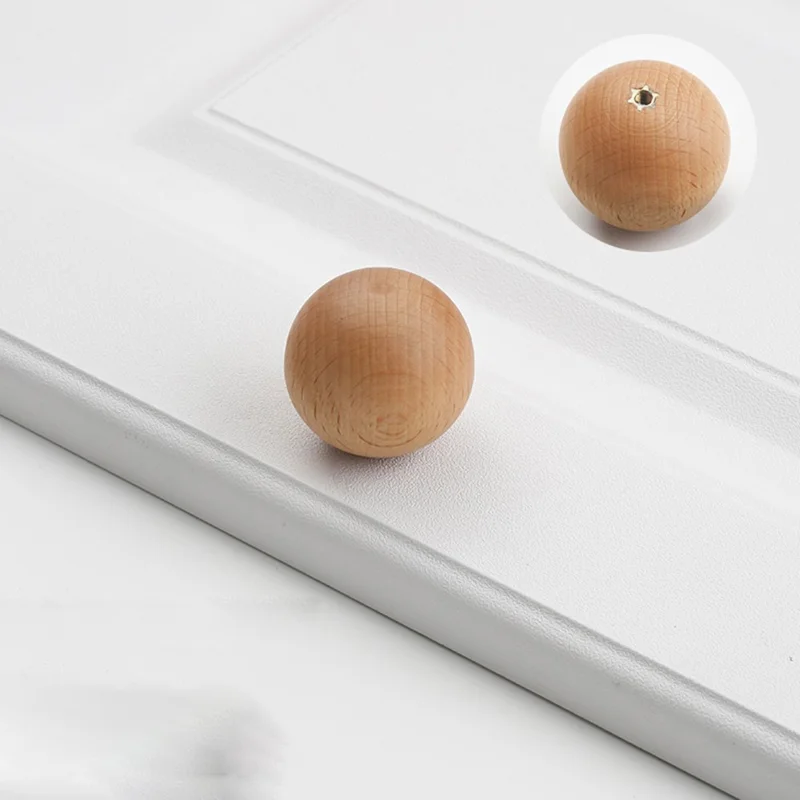 Pomello per cassetto da 6564 da 30 mm di diametro, con foro singolo, in legno tondo per armadio e mobili - Colore legno naturale