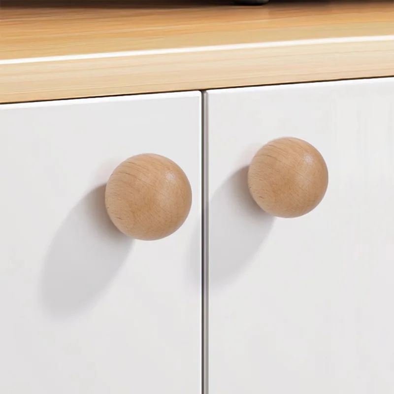 Pomello per cassetto da 6564 da 30 mm di diametro, con foro singolo, in legno tondo per armadio e mobili - Colore legno naturale