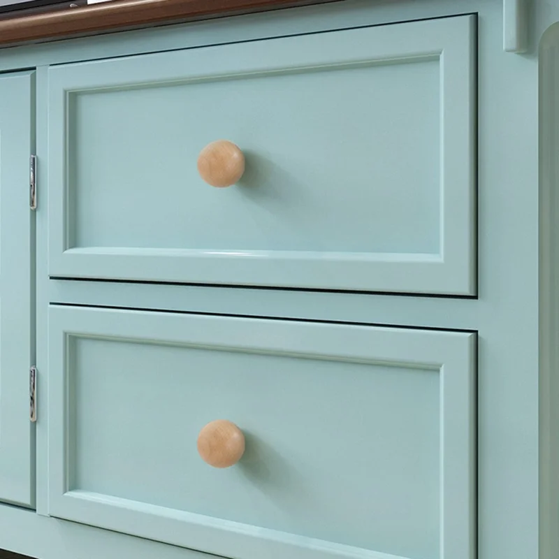 Pomello per cassetto da 6564 da 30 mm di diametro, con foro singolo, in legno tondo per armadio e mobili - Colore legno naturale