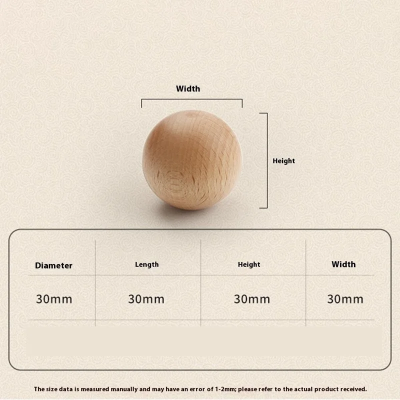Pomello per cassetto da 6564 da 30 mm di diametro, con foro singolo, in legno tondo per armadio e mobili - Colore legno naturale