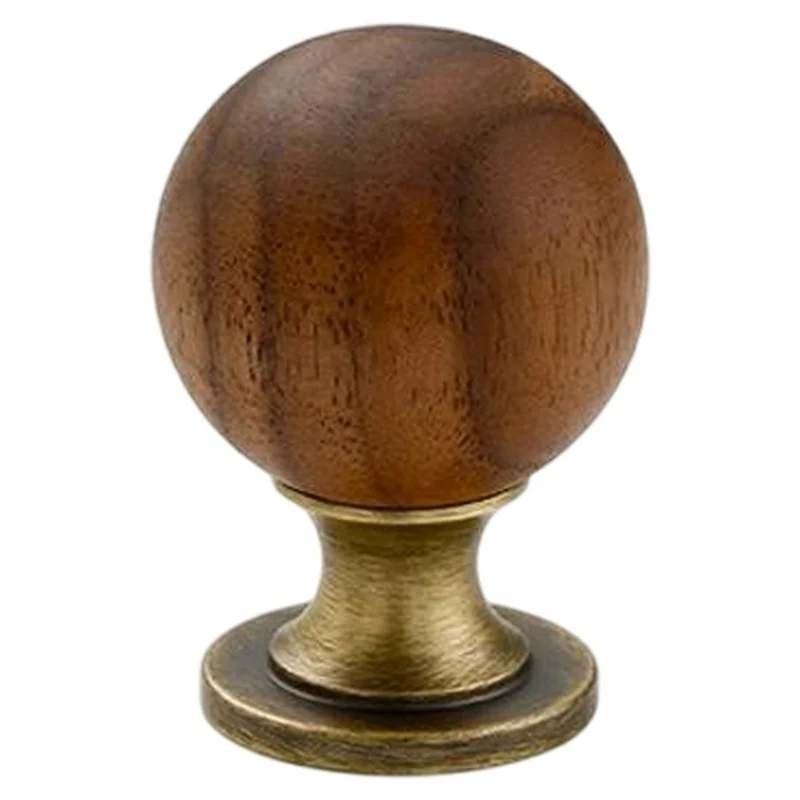 Maniglia per armadietto in legno di noce e ottone da 8187, diametro 30 mm, pomello rotondo per cassetti e armadi - Colore bronzo