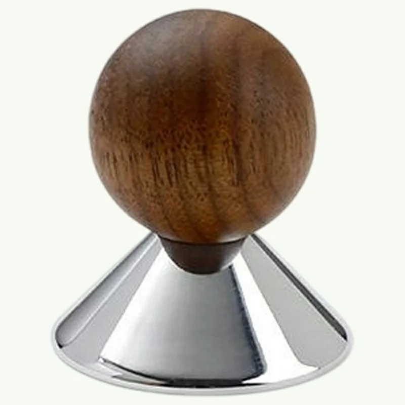 Maniglia per cassetto/armadio con pomello rotondo in legno di noce e ottone da 25 mm - Colore cromato