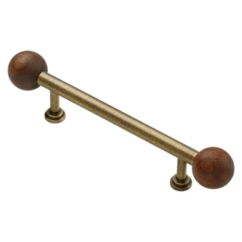 8194 96mm Hole Centers Walnut Cabinet Handles French Style Solid Brass Round Ball Pulls for Wardrobe / Drawer - Bronze