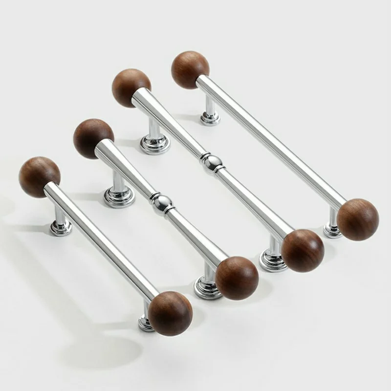 8194 96mm Hole Centers Walnut Cabinet Handles French Style Solid Brass Round Ball Pulls for Wardrobe / Drawer - Bronze