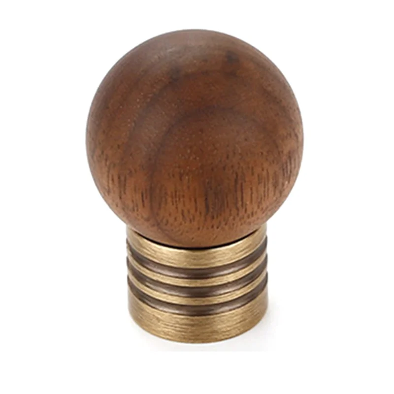 Pomos de madera de nogal de 25 mm para cajones de armario, estilo lujo francés vintage, tiradores redondos de latón - Bronce