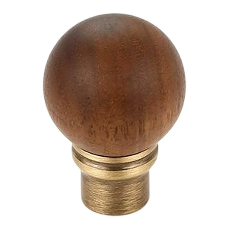 Pomo de armario de madera de nogal de 25 mm de diámetro con tirador de bola redonda de latón, estilo vintage francés de lujo para armario / cómoda - Bronce