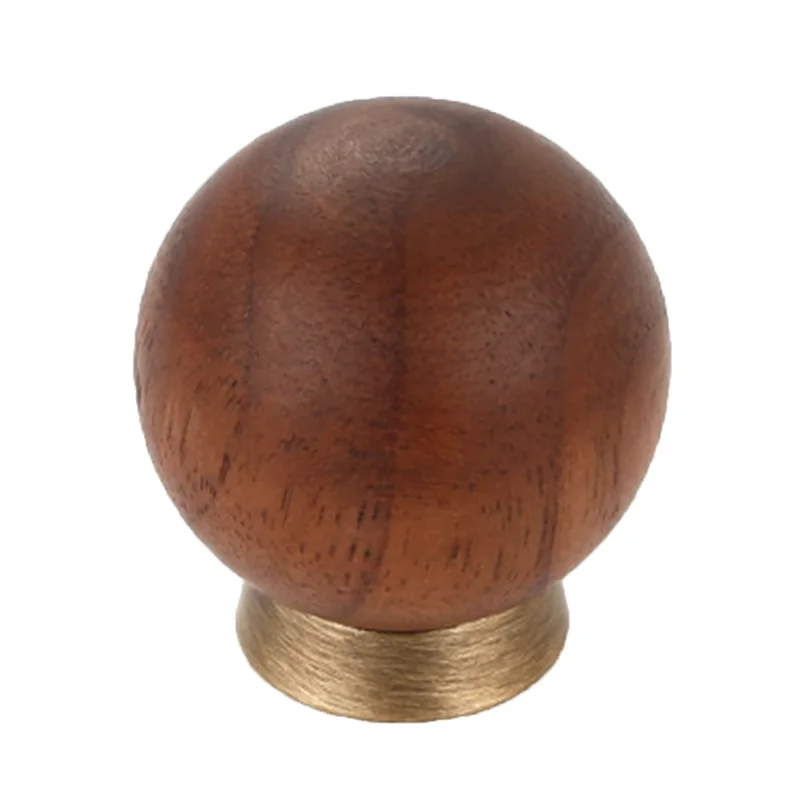 Tirador de armario de madera de nogal redondo de 8192 30mm con estilo francés, pomo para puerta de latón - Color bronce