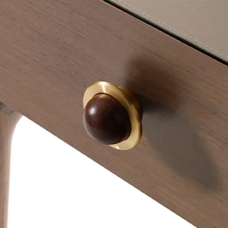 8160 Walnut Wood Cabinet Door Handle Nordic Brass Furniture Round Knob Pull for Drawer / Wardrobe / Dresser