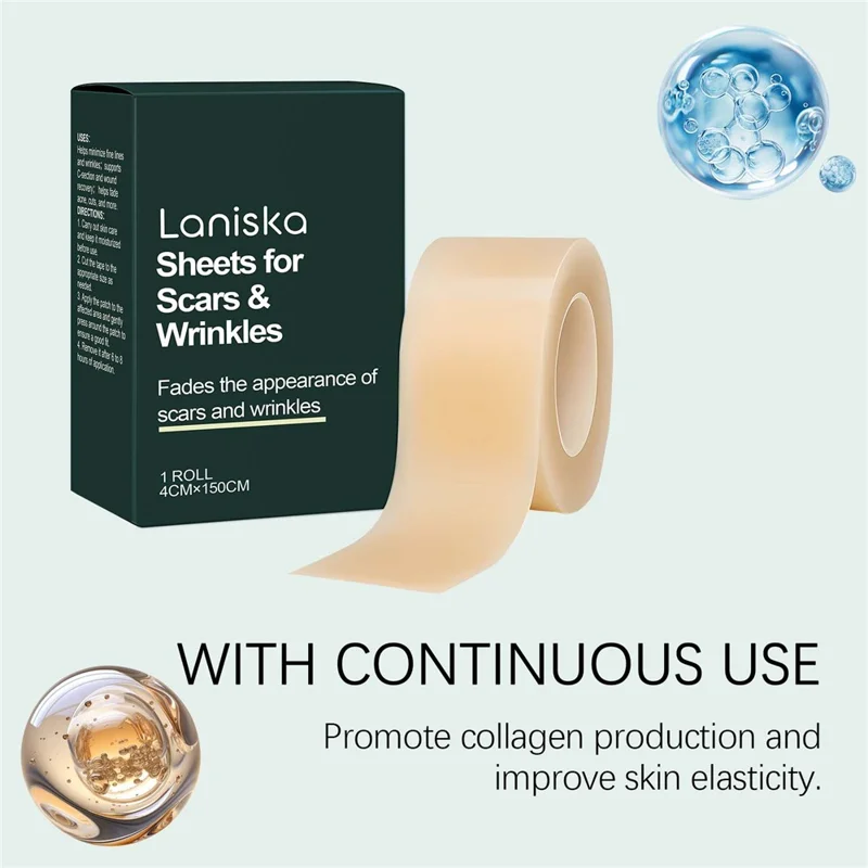 LANISKA 4 x 150cm Strisce per il Trattamento delle Cicatrici per Levigare e Nutrire la Pelle, LA-B06-0026-01