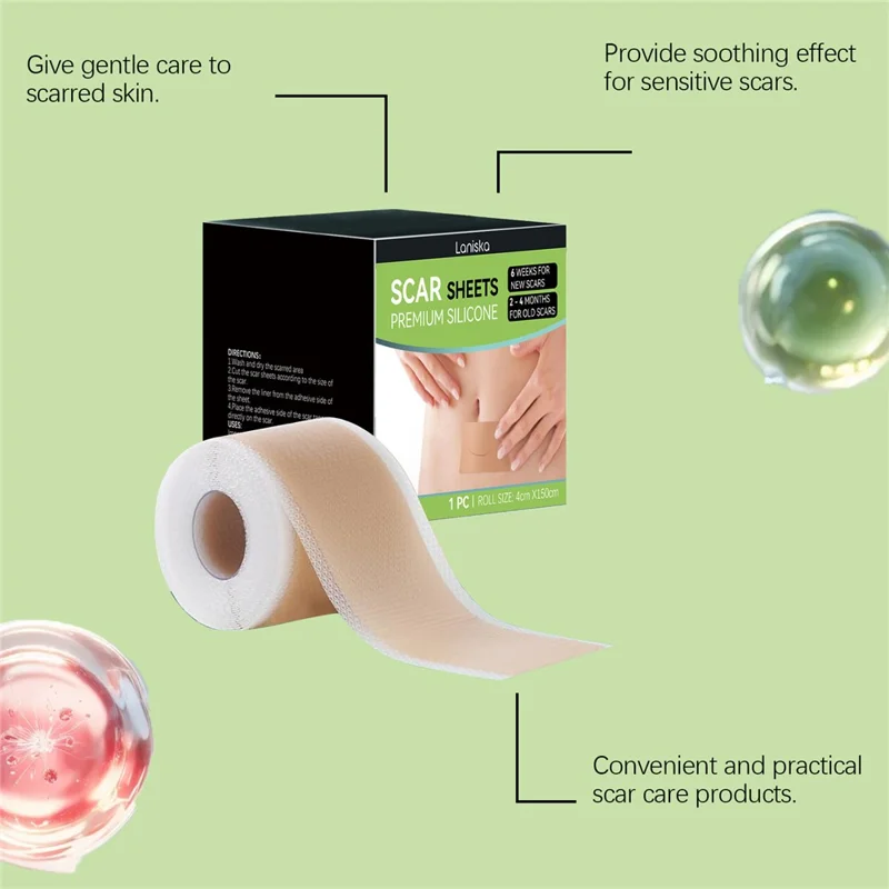 LANISKA Cerotti Ultra Sottili in Silicone per il Trattamento delle Cicatrici, Fogli Traspiranti per la Rimozione delle Cicatrici, LA-A06-0036-01
