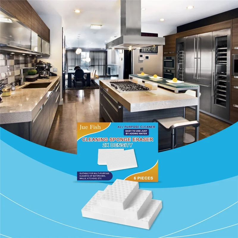 JUE-FISH 6 Spugne Nano per Rimozione Macchie da Cucina, Piastrelle e Fornelli - Cancellino Magico Multiuso per Pulizia, JU-C09-0159-01