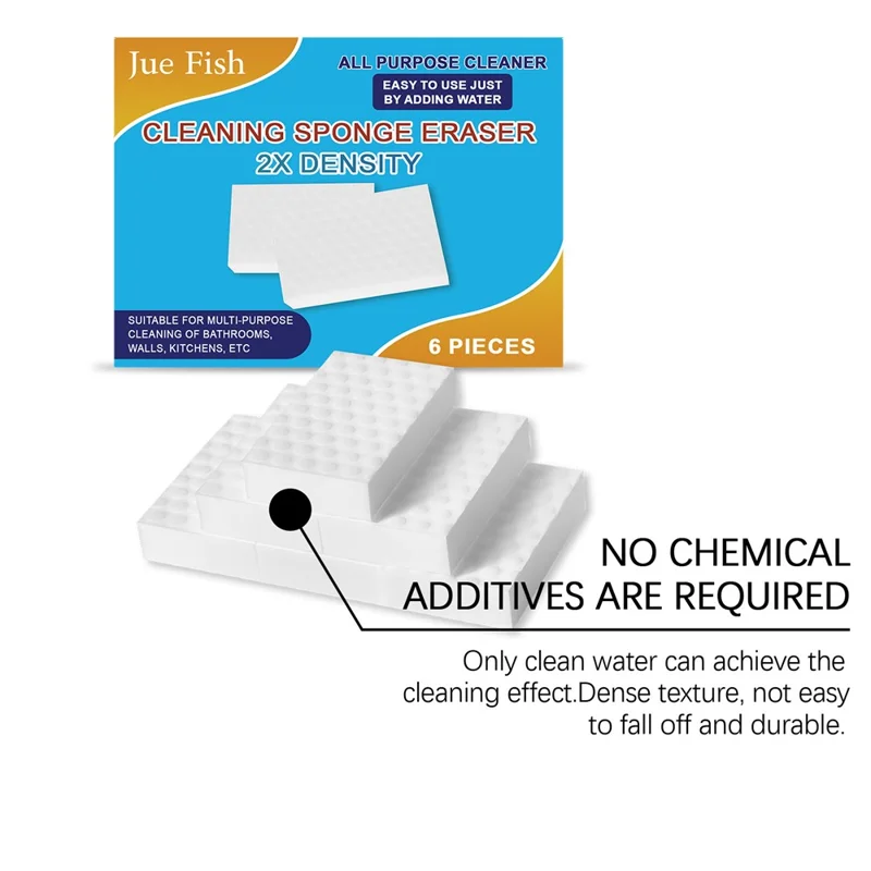 JUE-FISH 6 Spugne Nano per Rimozione Macchie da Cucina, Piastrelle e Fornelli - Cancellino Magico Multiuso per Pulizia, JU-C09-0159-01