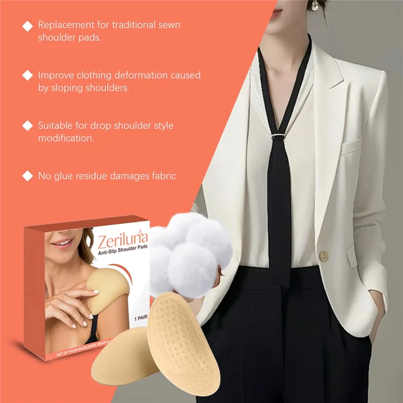 ZERILINA 1 Pair Non Slip Washable Shoulder Pads Reusable Invisible Shoulder Enhancer, ZE-B08-0002-01