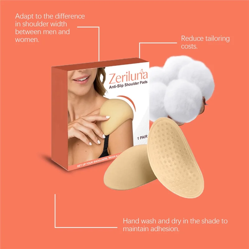 ZERILINA 1 Pair Non Slip Washable Shoulder Pads Reusable Invisible Shoulder Enhancer, ZE-B08-0002-01